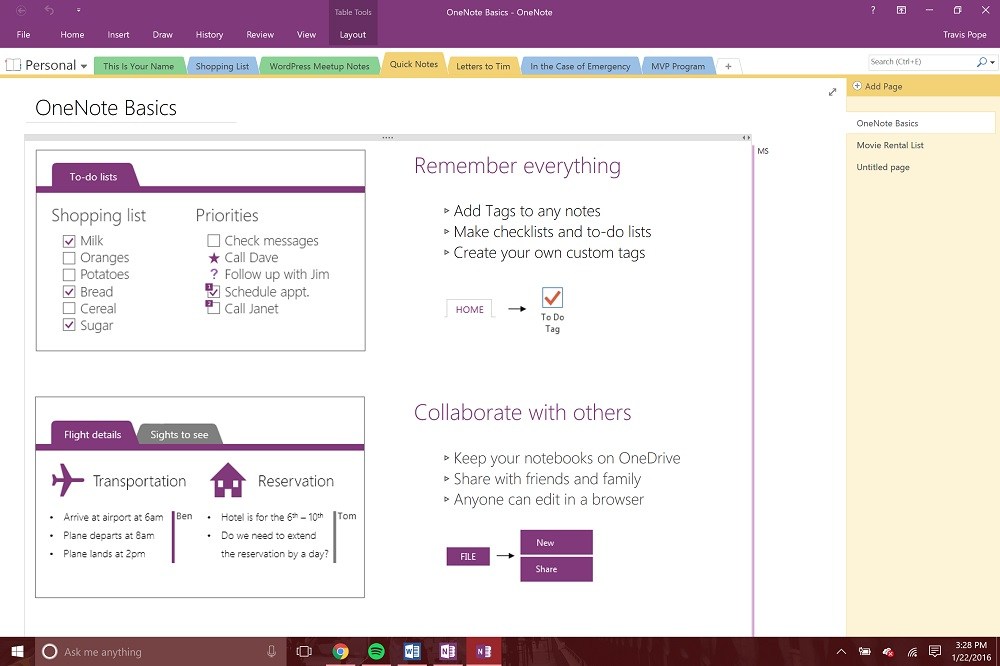 onenote for mac format page print